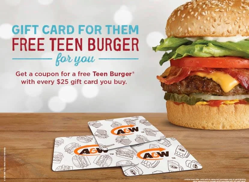Rewards 5 A&W Gift Cards